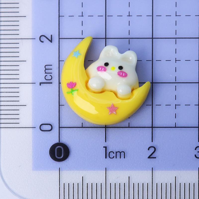 Cartoon Rainbow Moon Bear Resin Accessories Kit for DIY Hair Clips