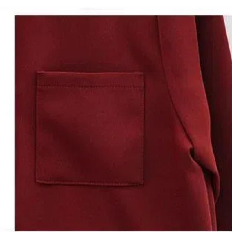 Korejské Jaro Podzim Dámské Nové Patchworkové Polo Límec Knoflík Kapsa Módní Jednobarevné Ležérní Volné S Dlouhým Rukávem Halenky Košile