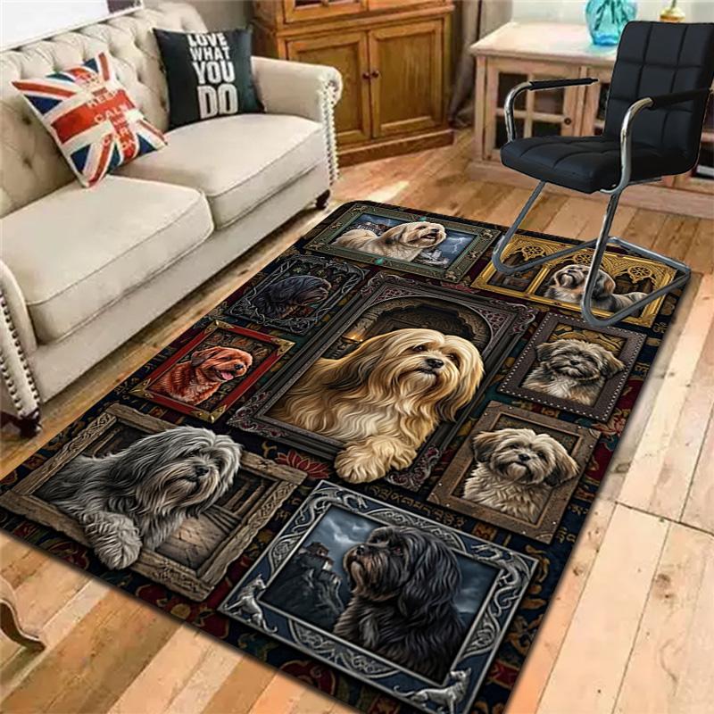 Canine Legacy Portraits Pattern Rug Floor Mat for Living Room or Bedroom Soft and Comfortable Carpet a Gift for Birthday and Holiday.