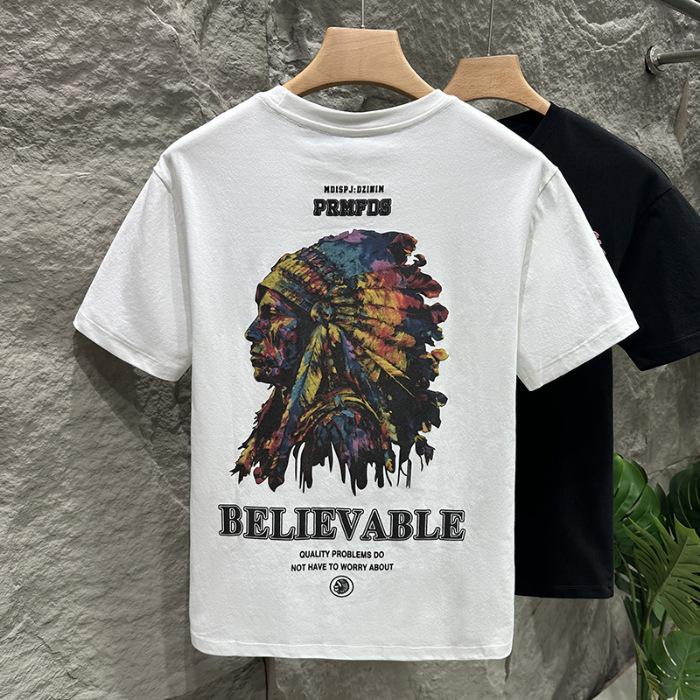 

Летняя тонкая футболка с принтом, мужская американская футболка, свободный топ 5XL белый