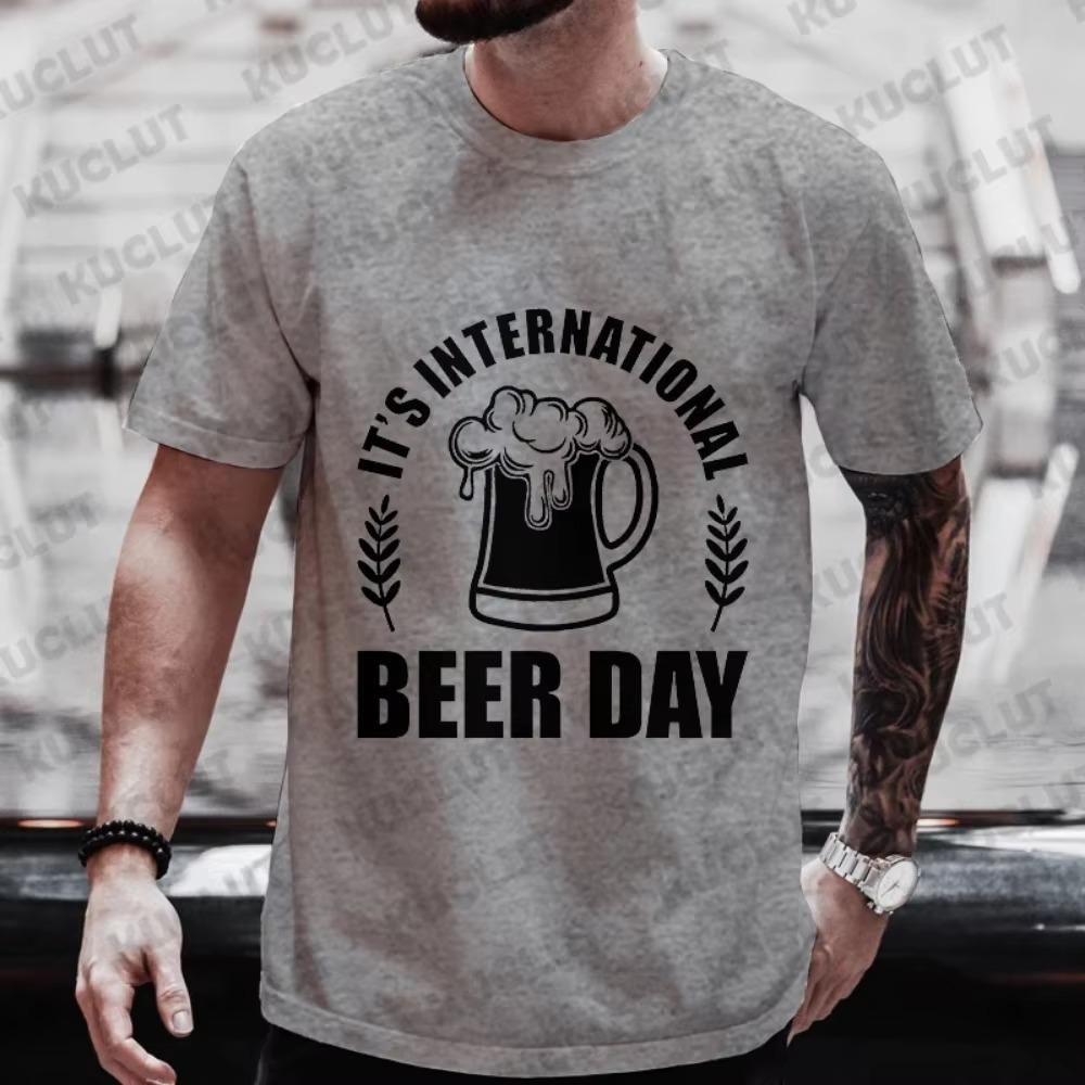 Men's T-shirts International Beer DAY Graphic Y2k Clothes Summer Short Sleeve Tees Friends Drinking Party Matching Streetwear