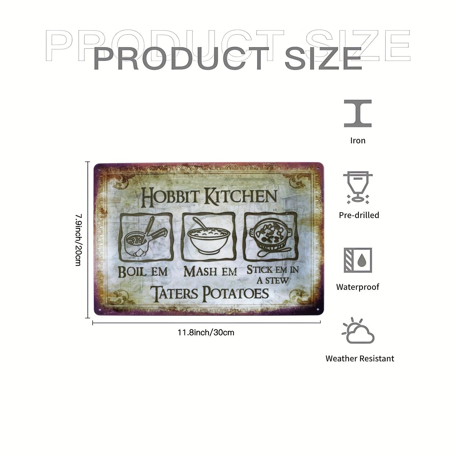 

Hobbit Kitchen Metal Tin Sign - Vintage Wall Decor with Whimsical Potato Cooking Instructions, Unframed, Perfect for Home Decor 20x30cm（7.8x11.8inch）