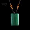 Rectangle Faux Gemstone Necklace Natural Crystal Pendant Necklace, Healing Energy Stone with Adjustable Adults Braided Rope, Polished Fake Jewelry for
