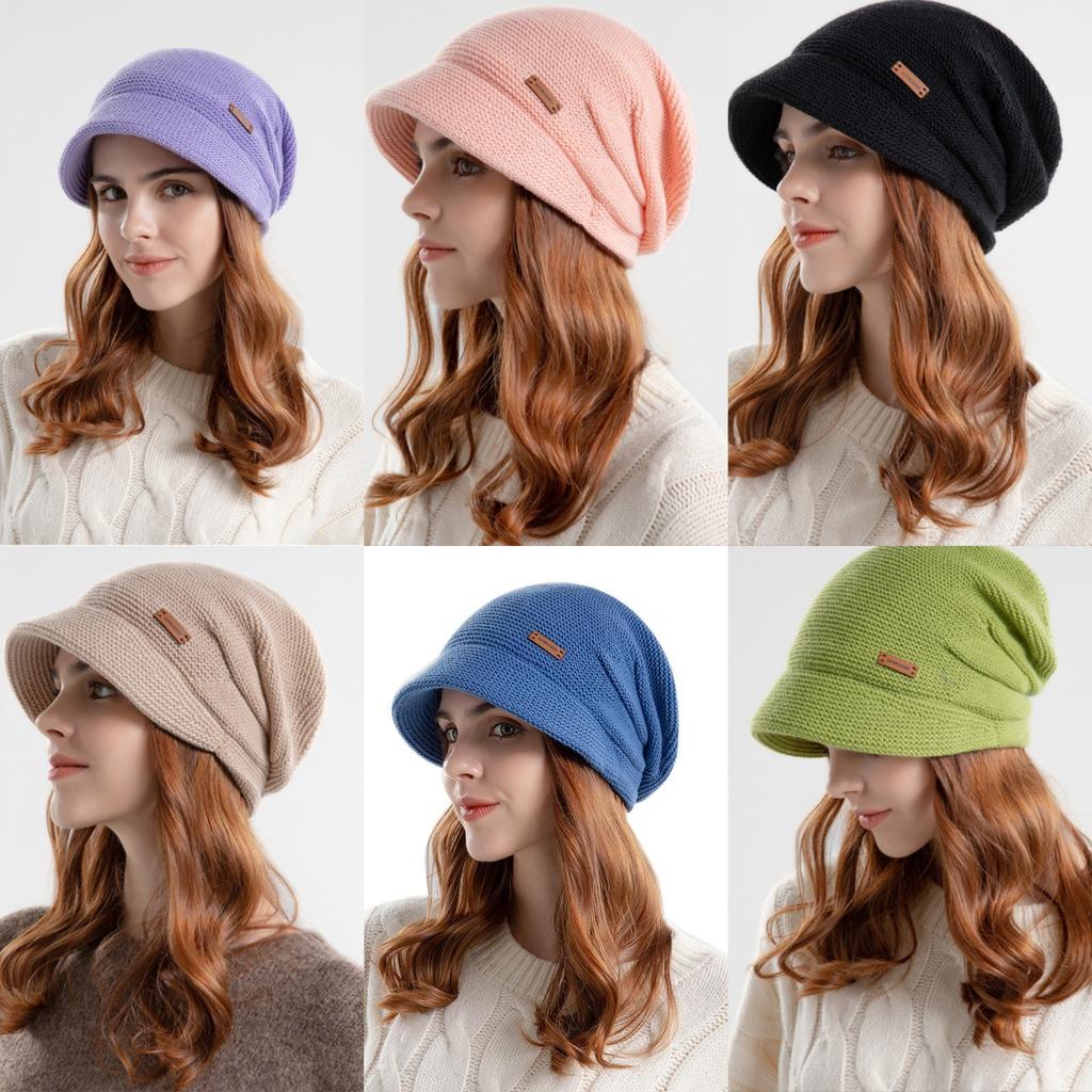 Winter Fleece Lined Small Brim Knitted Hat Women Soft Stretchy Warm Beanie Cap for Cold Weather Outdoor Use
