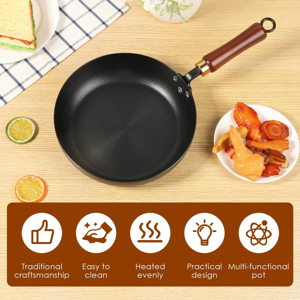24/28cm Nonstick Frying Pan Iron Stir Fry Pans Steak Cooking Pot Skillet Saucepan Induction Pre-Seasoned Cast Iron Skillet