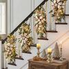 Cordless Pre Lit Christmas Stair Garland Decorations Festive Staircase Swag Trim for Holiday Home Decor