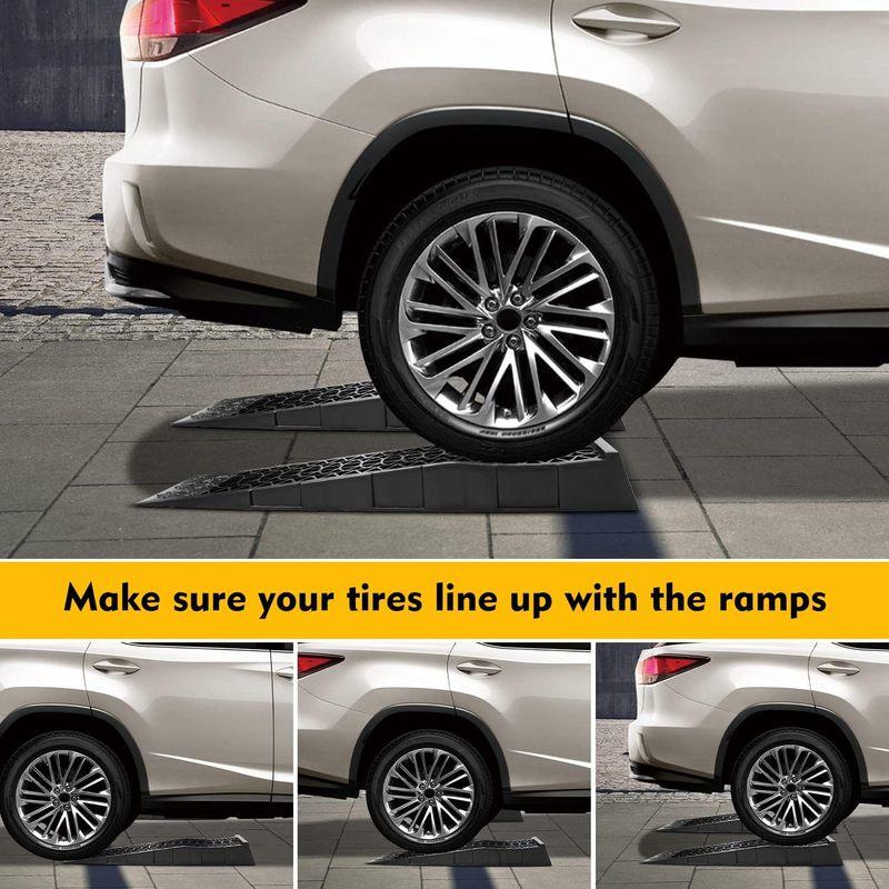 Donext Ramps Low Profile Plastic Car Service Ramps 3 Ton Truck Vehicle - 2 Pack