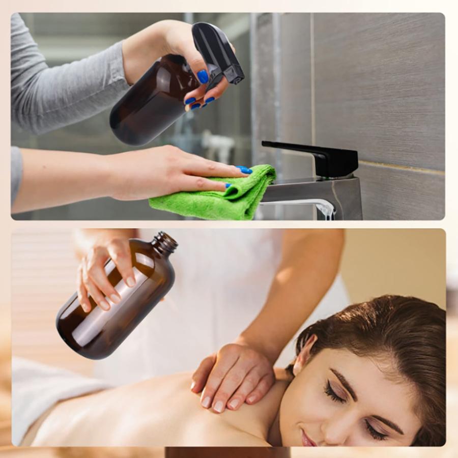 Bernsteinfarbene Plastik-Sprühflaschen, 16 oz Sprühflaschen Wiederbefüllbare Leere Sprühflasche mit Verstellbaren Düsen für Reinigungslösungen