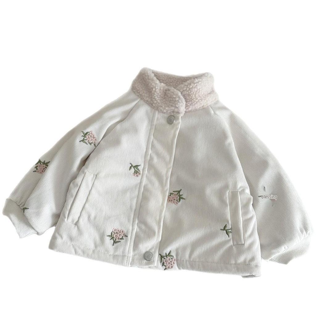 Fashionable Girls' Winter Cotton Jacket with Fleece Lining - Warm, Padded Outerwear for Children