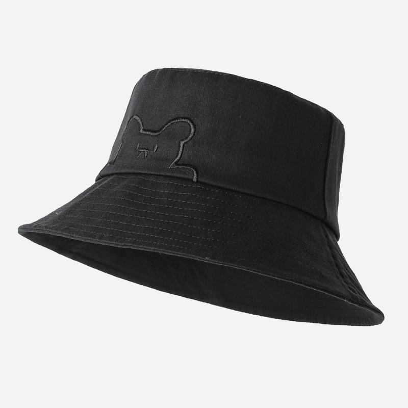 Embroidery Cute Bear Summer Bucket Hat Fashion Girls Women Travel Fisherman Cap Ladies Solid Colors Adjustable Bob Panama Hat