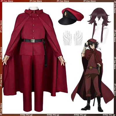 Tecchou Suehiro Cosplay Bungo Stray Dogs Suehiro Tecchou Cosplay Costume Uniform Cloak Wig Suit Halloween Costumes Clothes