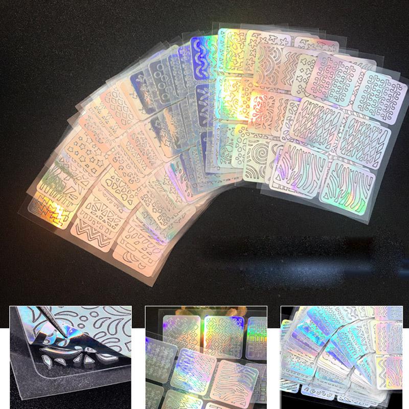 24 Mixed Nail Art Sticker Symphony Laser Cutout Stickers Nail Decals Large-scale Painting Printing Template Stickers