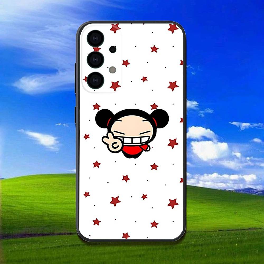 P-Pucca Cute Love Phone Case For Samsung Galaxy A13,A21s,A22,A31,A32,A52,A53,A71,A80,Soft Black Shell