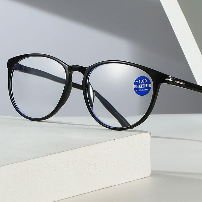 Round Frame Reading Glasses Women Men Classic Anti-blue Light Glasses HD Presbyopia Eyeglasses Diopters 0 +1.0 +1.5 +2.0 To +4.0