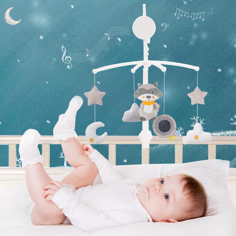 Rotating Baby Crib Mobile with Soothing Wind Chime and Bedside Bell