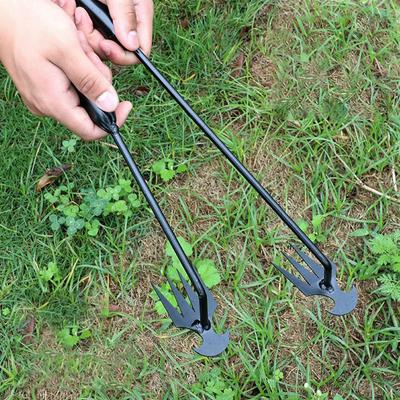 Garden Weeder Manganese Steel Grass Rooting Loose Soil Rake Ergonomic Handle Weed Extractor Sturdy V-shaped Fork Gardening Tools
