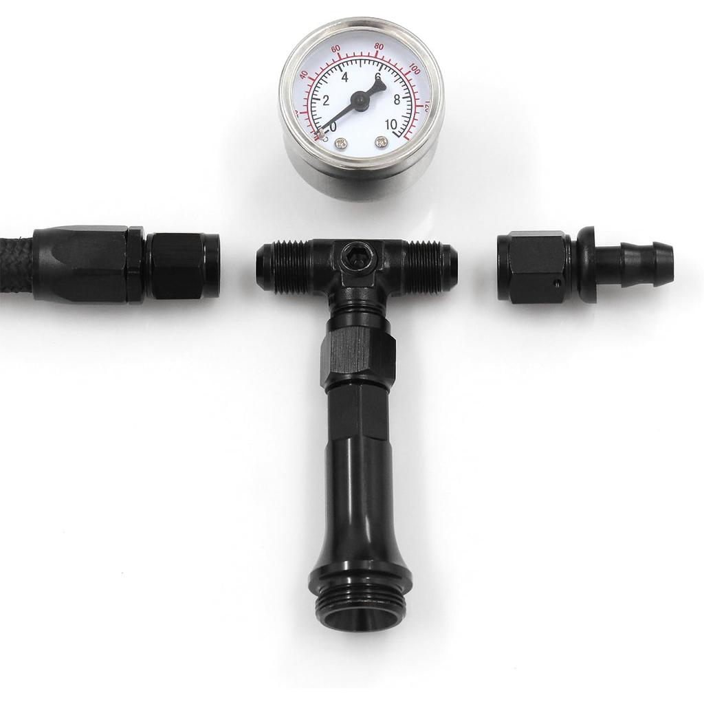 Geflochtene AN6-Doppelzufuhr-Vergaser-Kraftstoffleitungs-Doppelpumpe mit Vakuum-Manometer aus Aluminiumlegierung