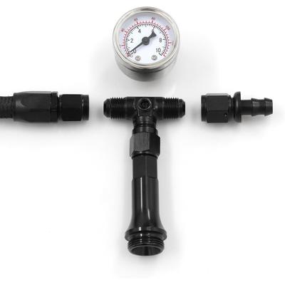 Braided AN6 Dual Feed Carb Fuel Line Double Pump with Vacuum Pressure Gauge Aluminum Alloy