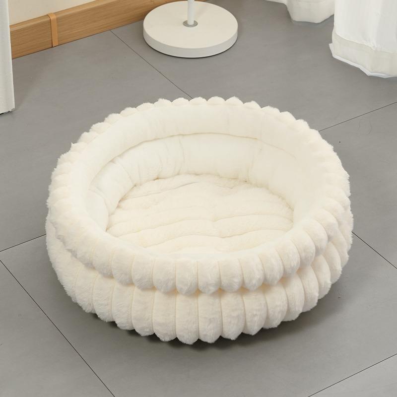 New Detachable Round Pet Bed Thick Warm Waterproof Dog Cat Nest All Season Small Medium Dog House with Removable Cushion