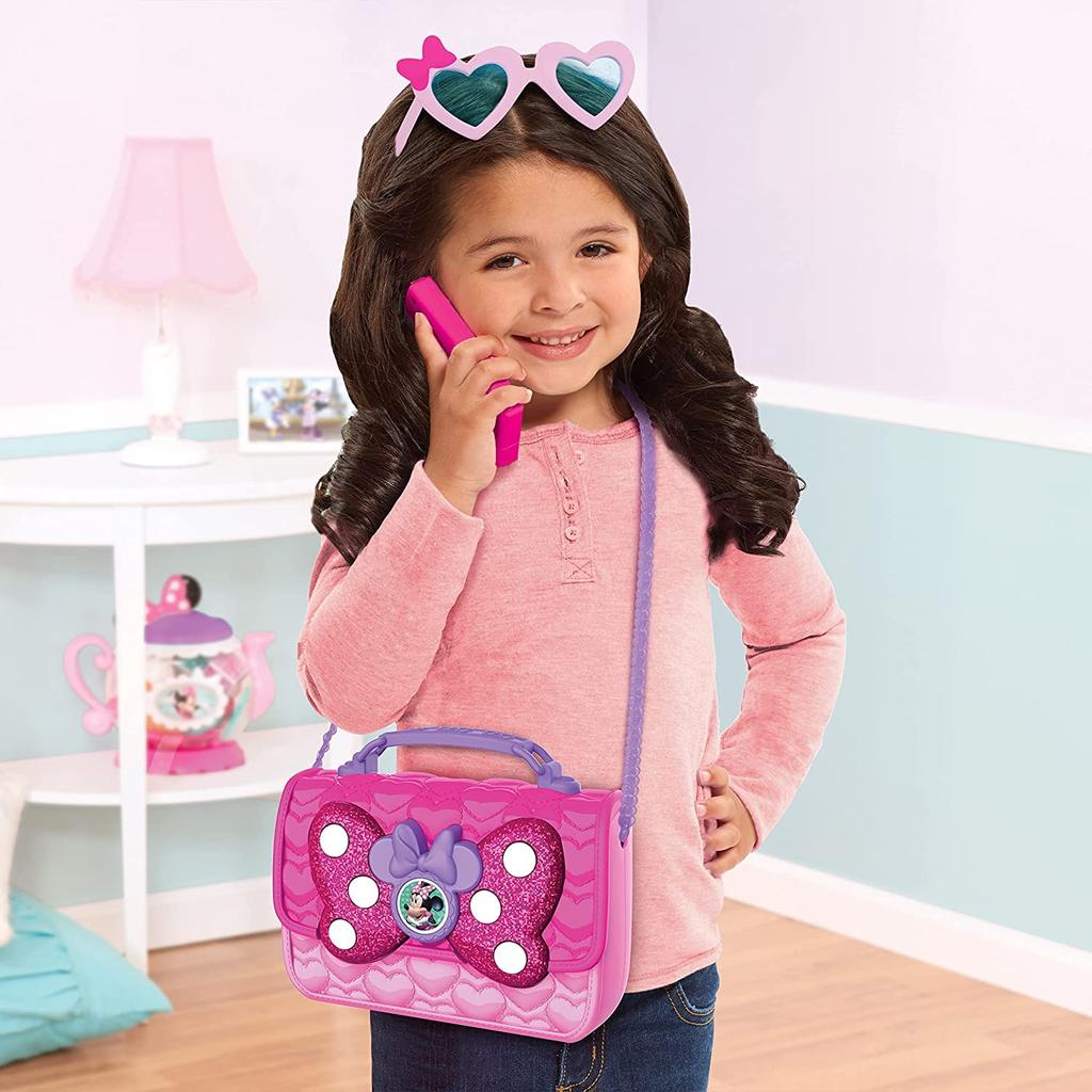 Conjunto de Bolsa Disney Junior Minnie Mouse Bow Fabulous de 9 Peças com Óculos de Sol Portáteis e Acessórios (Inglês) [Importação Paralela]