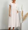Summer Women Casual Loose Fit Sleeveless Cotton Linen Solid Color Pocket Dress