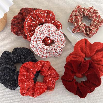 Red Hair Scrunchies for Women Girls Hair Rope Ties Elastic Headbands Christmas Hair Accessories Ponytail Holder Rubber Bands 1pc