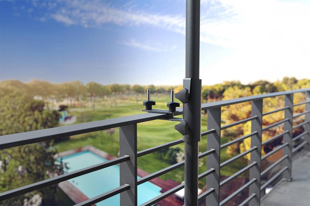 Garden Umbrella Holder with Horizontal Mount for Flat Railings - Platinum Black Homms