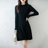Women Sweater Dress 100% Wool TIDENOVEL O-neck Knit Long Pullover Winter Jumpers Wool Long Dress Female