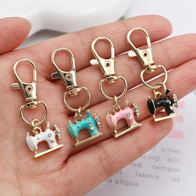 4Pcs Mini Sewing Machine Keychains – A Stitch Of Memory & Meaning, Vintage Miniature Enamel Metal Sewing Machine Keychain