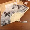 Butterfly Chinese Art Fan Bamboo Frame Hand Fan Elegant Vintage Silk Folding Fan  Home Decor