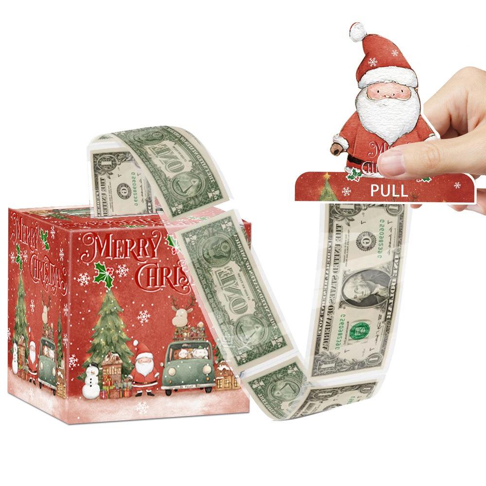 Pull Out Christmas Money Box Christmas Tree With 50pcs Transparent Bags Cash Pull Gift Boxs Snowman Santa Surprise Gift Boxes