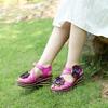 Johnature Vintage-Blumen-bequeme Sommer-Wedges-Sandalen aus echtem Leder, handgefertigt, ethnischer Stil, Damenschuhe