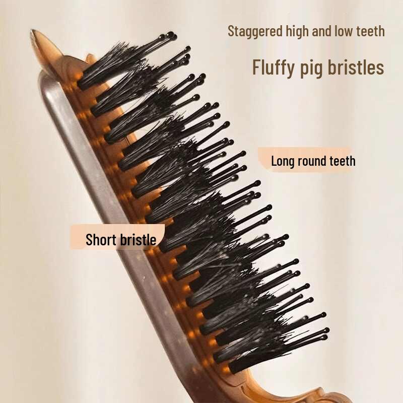 Portable Folding Boar Bristle Hair Comb for Ladies' Curly Hair Styling