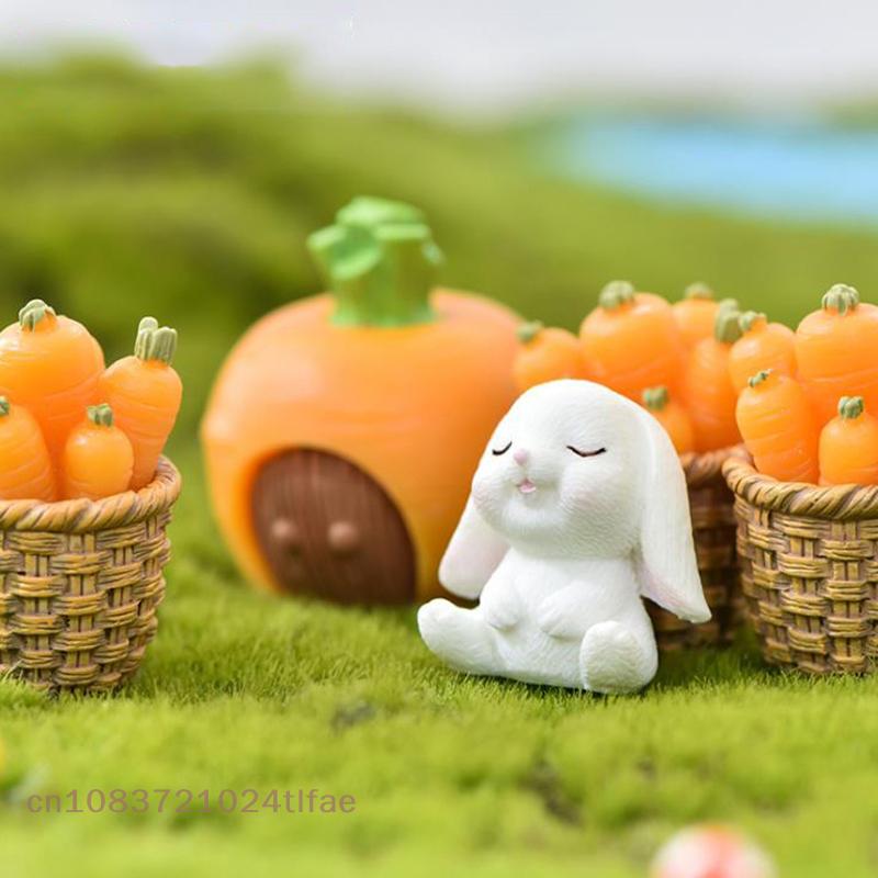 Mini Resin Craft Rabbit Statue Easter Home Desktop Decoration Ornament Collectible