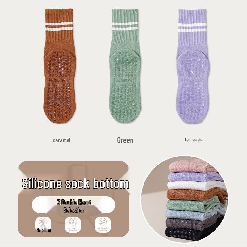 Non-Slip Silicone Yoga & Pilates Socks for Adults - Mid-Calf Length, Ideal for Indoor Sports, Dance, and Fitness Activities
