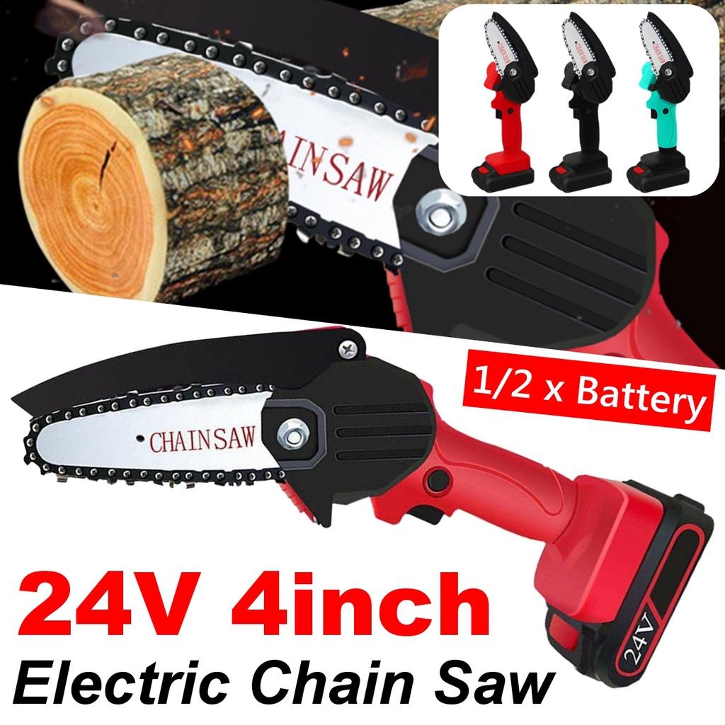 Mini One-Hand Woodworking Cordless Electric Chain Saw Wood Cutter 24V 550W