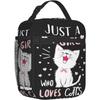 Lunchtasche Schwarz Weiße Katze Isolierte Lunchbox Damen mit Schultergurt, Thermische Wiederverwendbare Arbeits-Lunch-Kühltasche