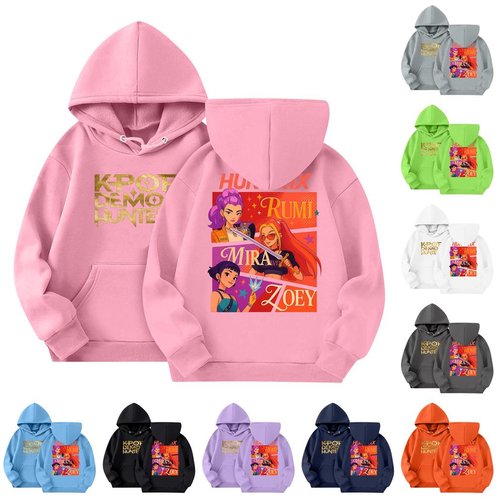 Child Fashion Lightweight Long Sleeve Pullover With Pockets  Print Hoodie