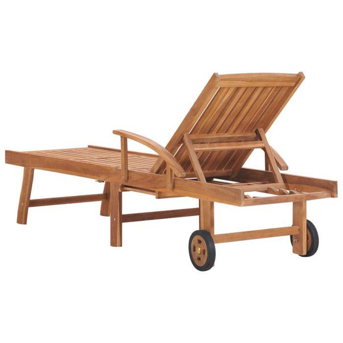 Chaise longue en bois avec coussin anthracite - vidaXL - 3063006 - Marron - Bois - Panneaux de particules
