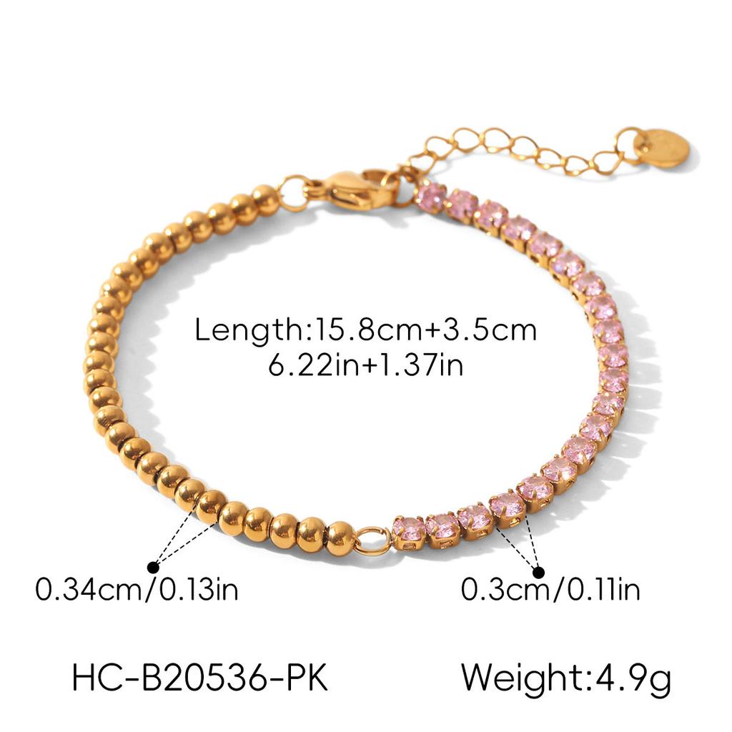Euro-American style stainless steel zircon bracelet, light luxury high-end hand jewelry, 18k gold non-fading accessories