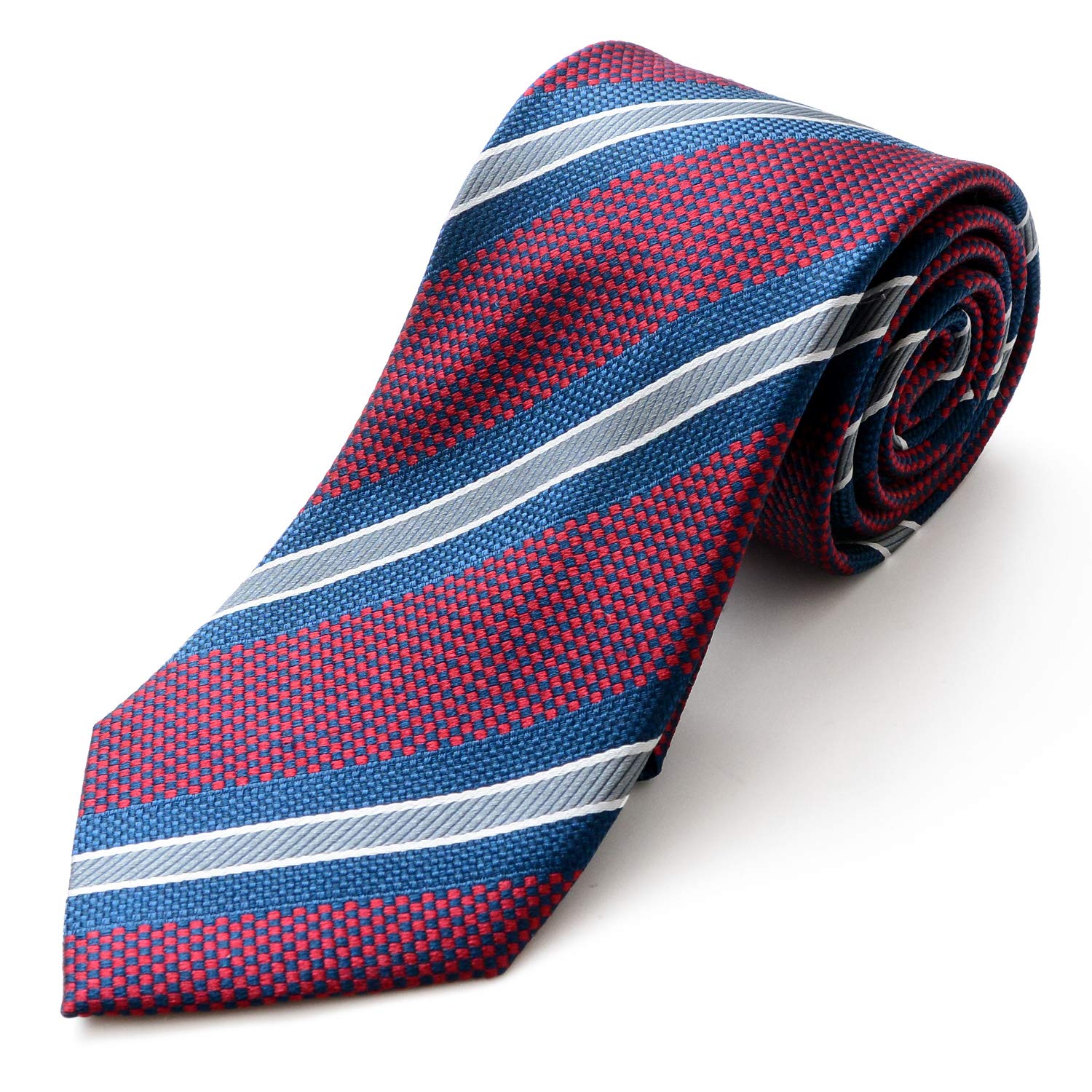 [Michiko London] Brand Necktie, 100% Silk, Jacquard Weave, Stripe (Pattern A: Wine)