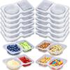 5/10pcs  Double Compartment Condiment Containers with Lids Disposable, 2 Compartment Snack Containers, Reusable Snack Container