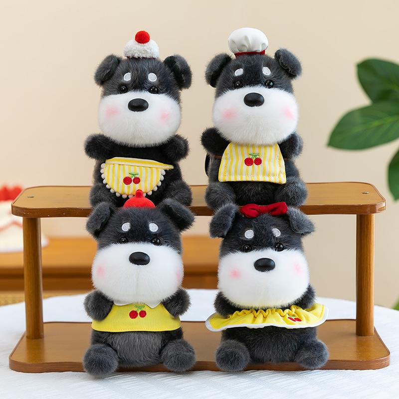 Cute Plush Schnauzer Dog Keychain Simulation Puppy Bag Charm Desktop Ornament Toy