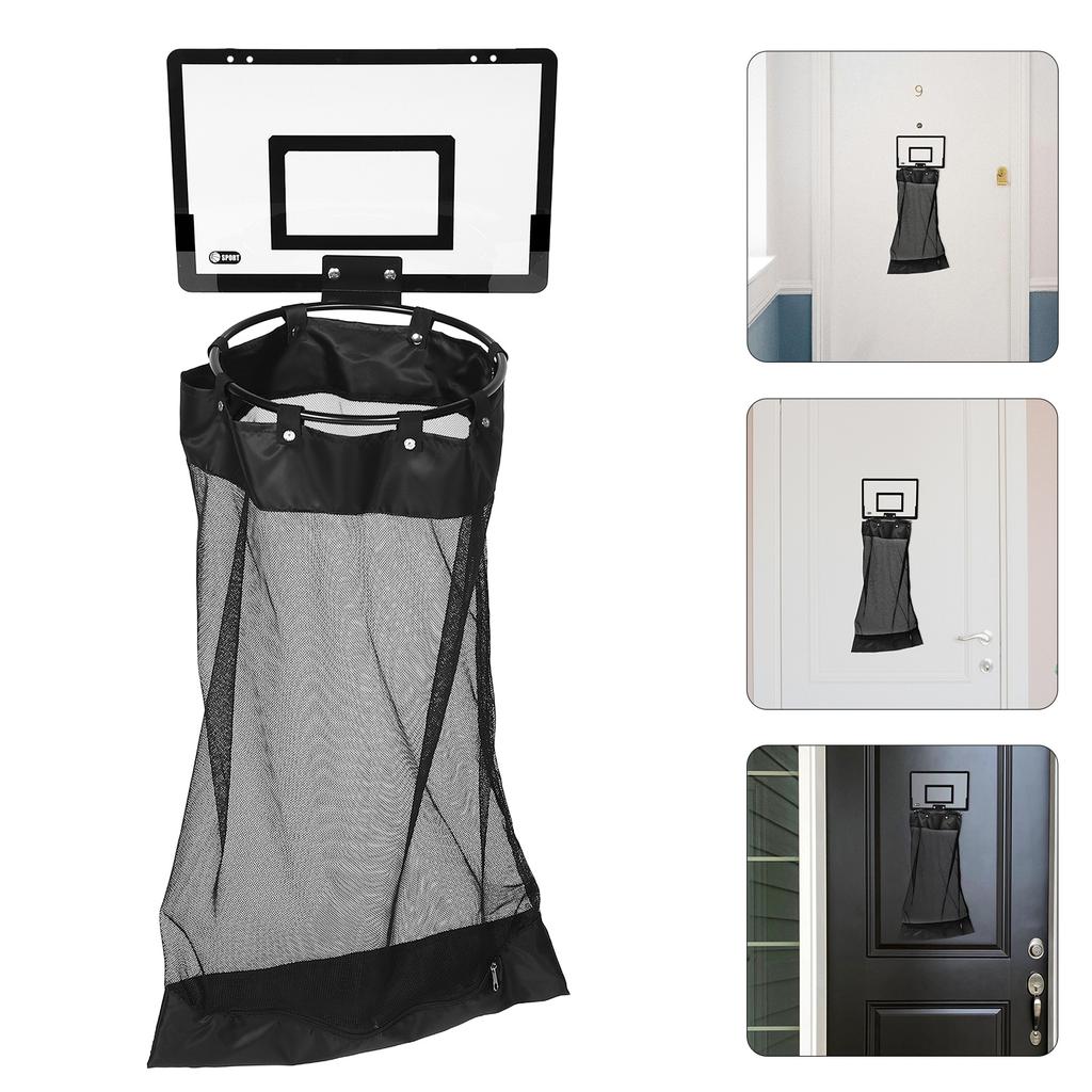 Cesto de Ropa con Aro de Baloncesto Cremallera Ahorro de Espacio Colgante Organizador de Malla Para Dormitorios Baños Habitaciones Oficina Organizador de Pared