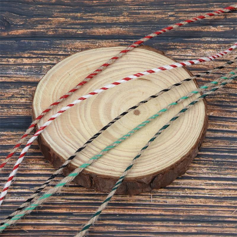 Spiral color matching hemp rope, Christmas decorative rope gift cable tie, retro hemp belt narrow line rope