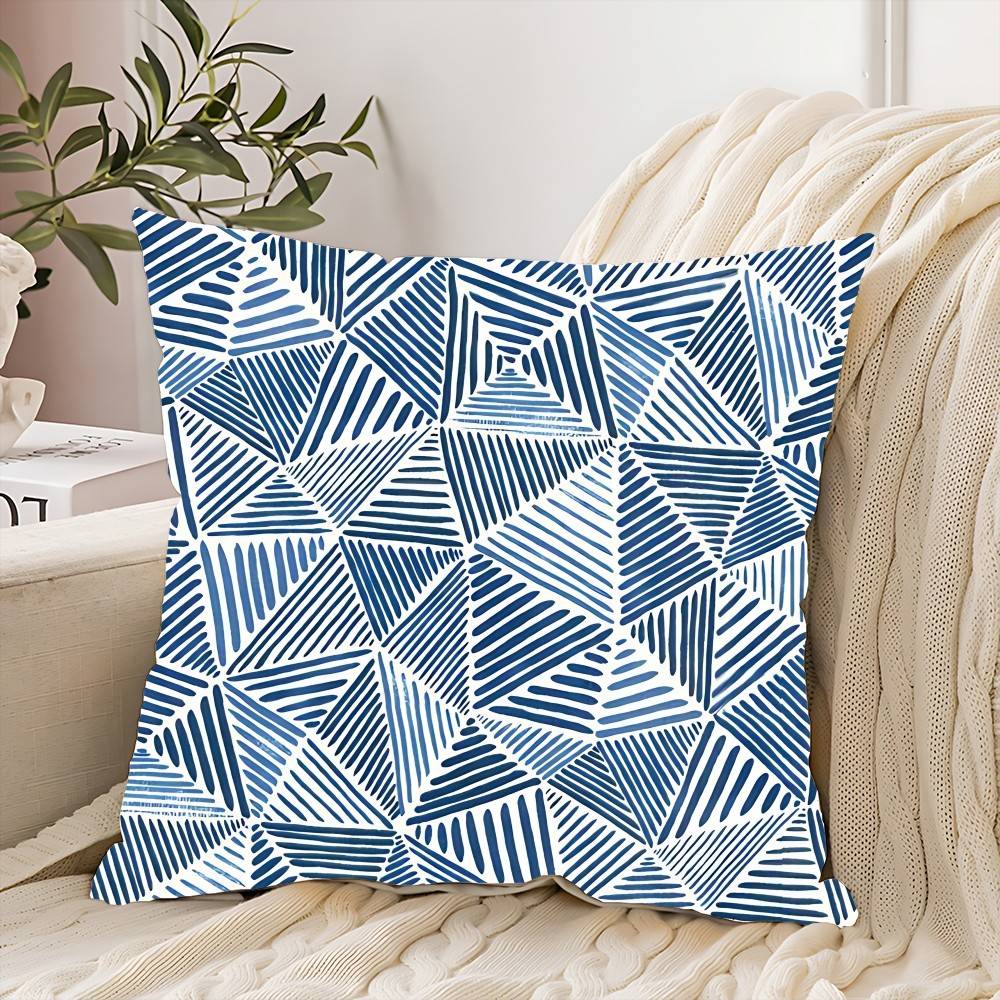Blaues Muster Streifen Geometrisch Kissenbezug Elegant Paar Zuhause Wohnzimmer Schlafzimmer Dekorativ Rechteckiger Kissenbezug Sofakissenbezug