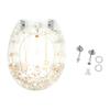 Toilet Seat Elongated Transparent Resin Toilet Seat Quiet And Slow Close Lid Easy Clean Home Shells Decor Silver Hinges
