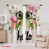 2pcs,2D plane printing Curtain Popular Frog Greetings Versatile Polyester Fabric (without rod) Holiday Use for Living Room,