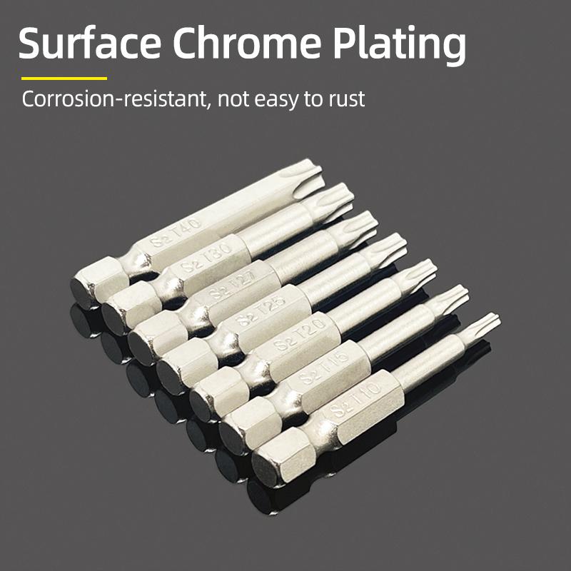 Zestaw bitów w kształcie gwiazdy pentakularnej T10-T40 trzpień sześciokątny 1/4 cala stal S2 magnetyczne 50 mm bit do wkrętarki klucz zapadkowy narzędzia ręczne