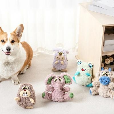 Cute Bite Resistant Dog Chew Toy Wear Resistant Stuffed Animal Dog Molar Toy Cartoon Sound-Producing Toy Pet Teething Cleaning